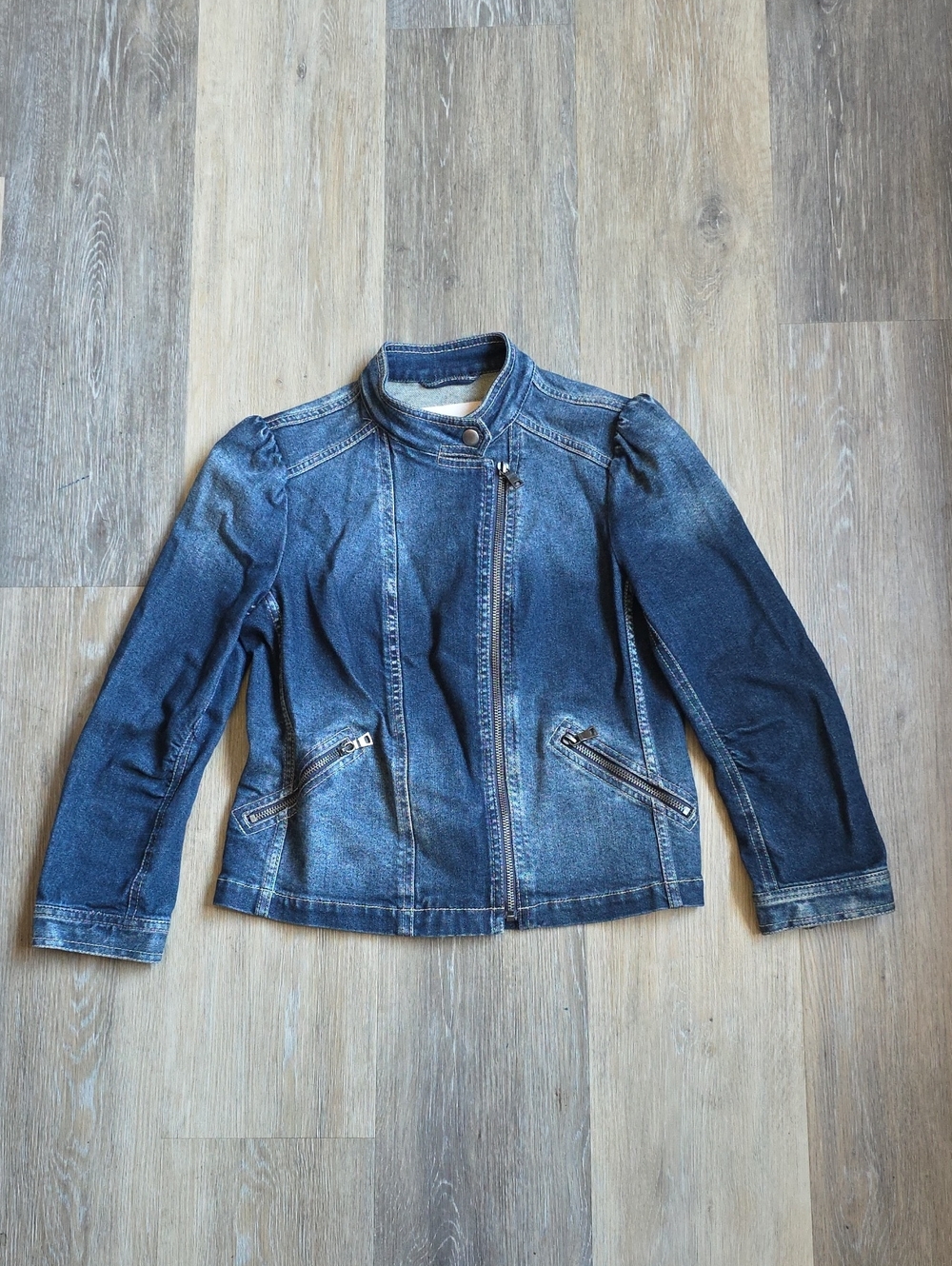 Rebecca Taylor Blue Washed Denim Moto Jacket